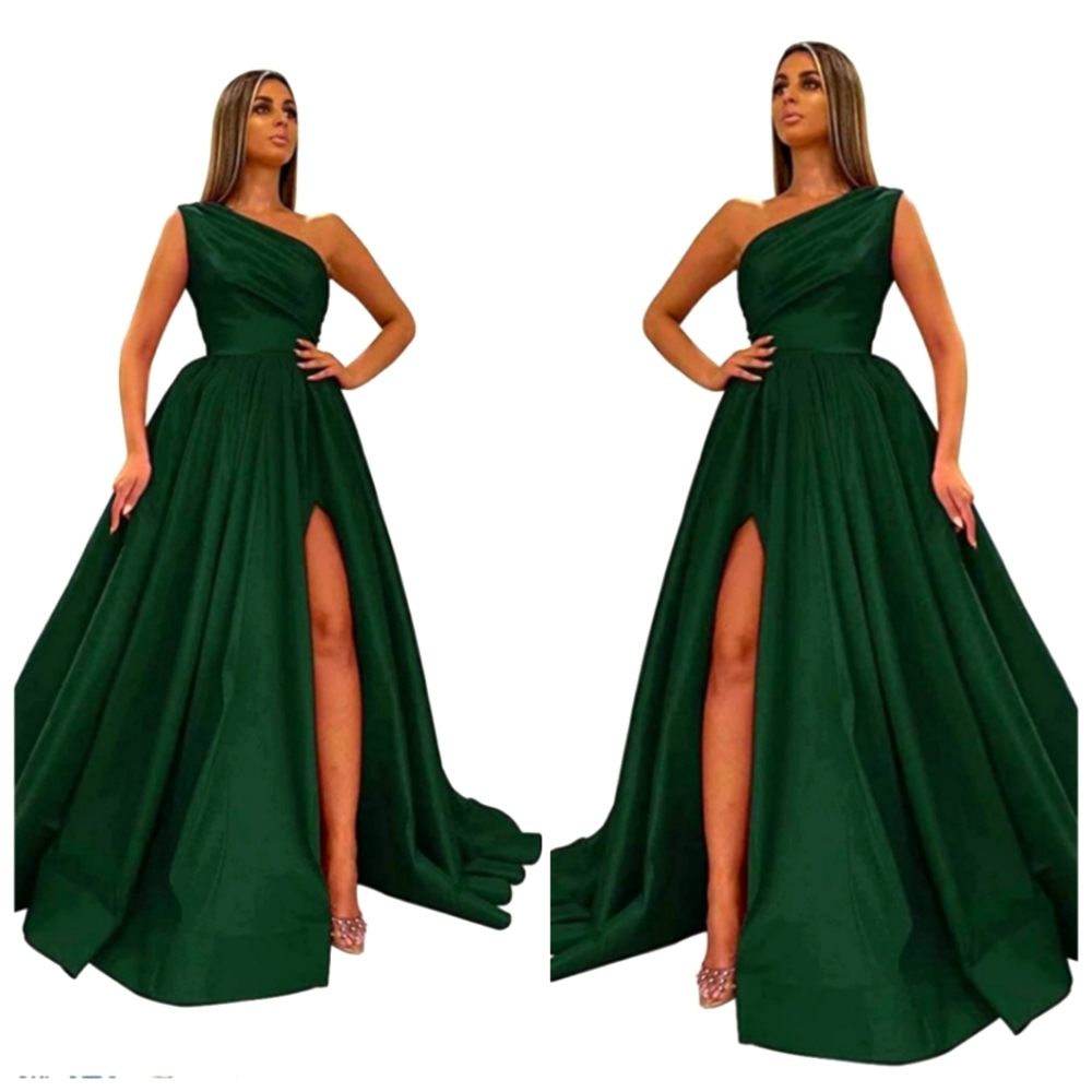 One Shoulder Satin Ball Gown